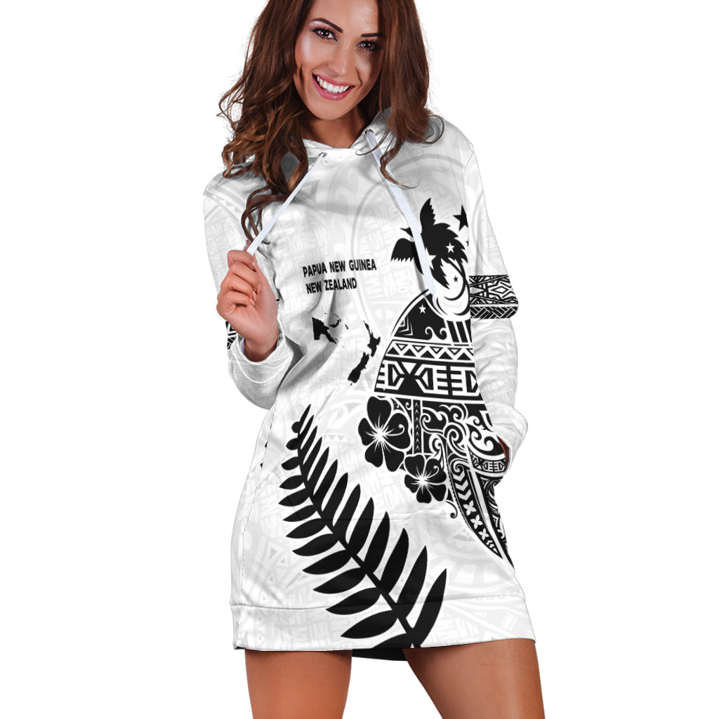 Papua New Guinea and New Zealand Hoodie Dress White Maori Polynesian LT13 - Polynesian Pride