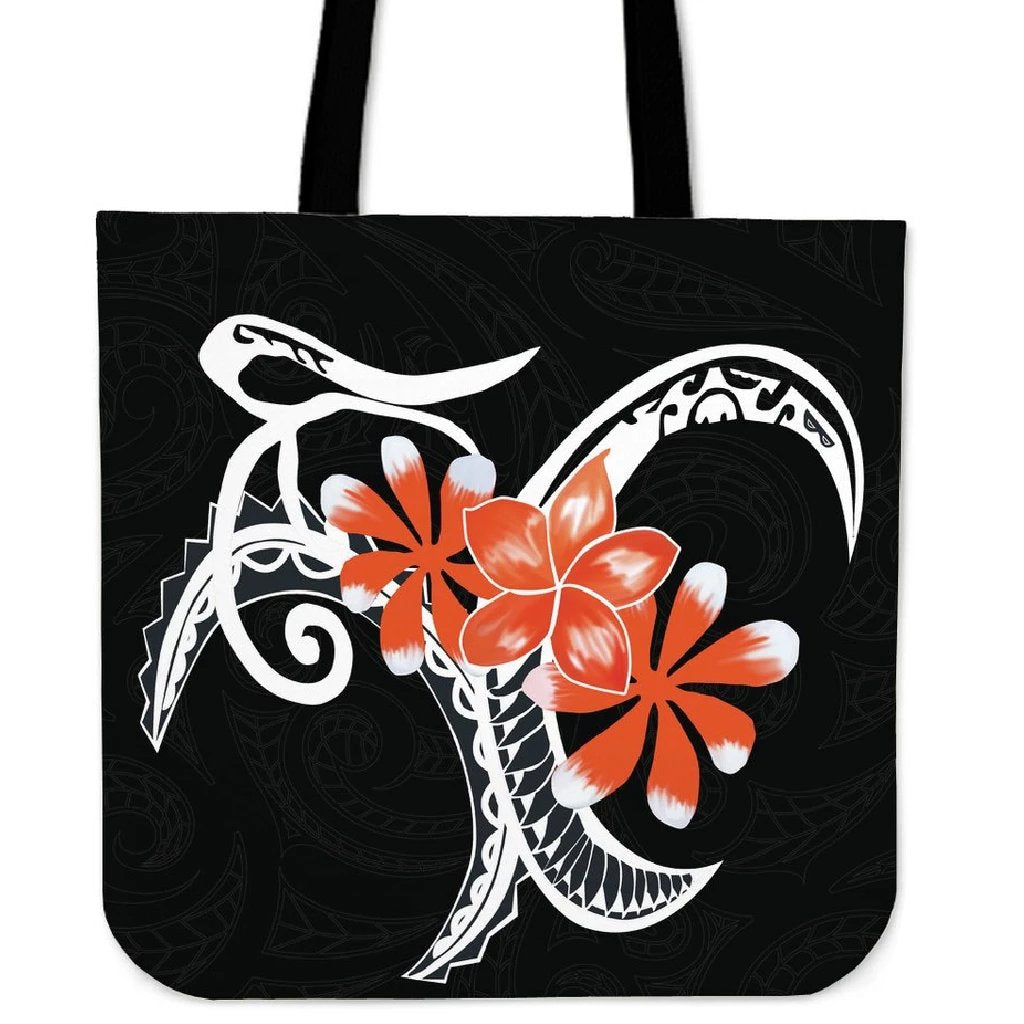 Plumeria Polynesia Orange Tote Bag Tote Bag One Size Black - Polynesian Pride