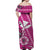 Hawaii Off Shoulder Long Dress Kakau Tribal Pink Batik Floral Ver.01 LT13 - Polynesian Pride