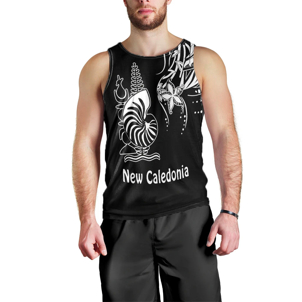 (Custom Personalised) New Caledonia Men Tank Top Emblem Nautilus Shell Version Black LT13 - Polynesian Pride