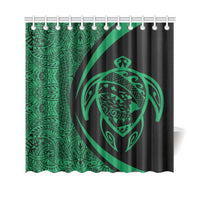 Hawaii Turtle Map Polynesian Shower Curtain - Green - Circle Style - Polynesian Pride