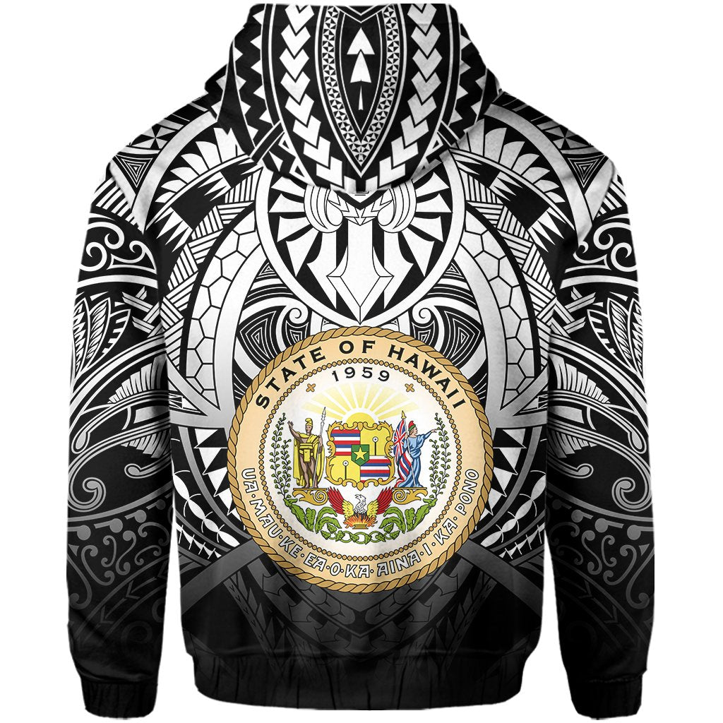 Hawaii Maka Polynesian Coat of Arms Zip Hoodie Heaven Style White - Polynesian Pride