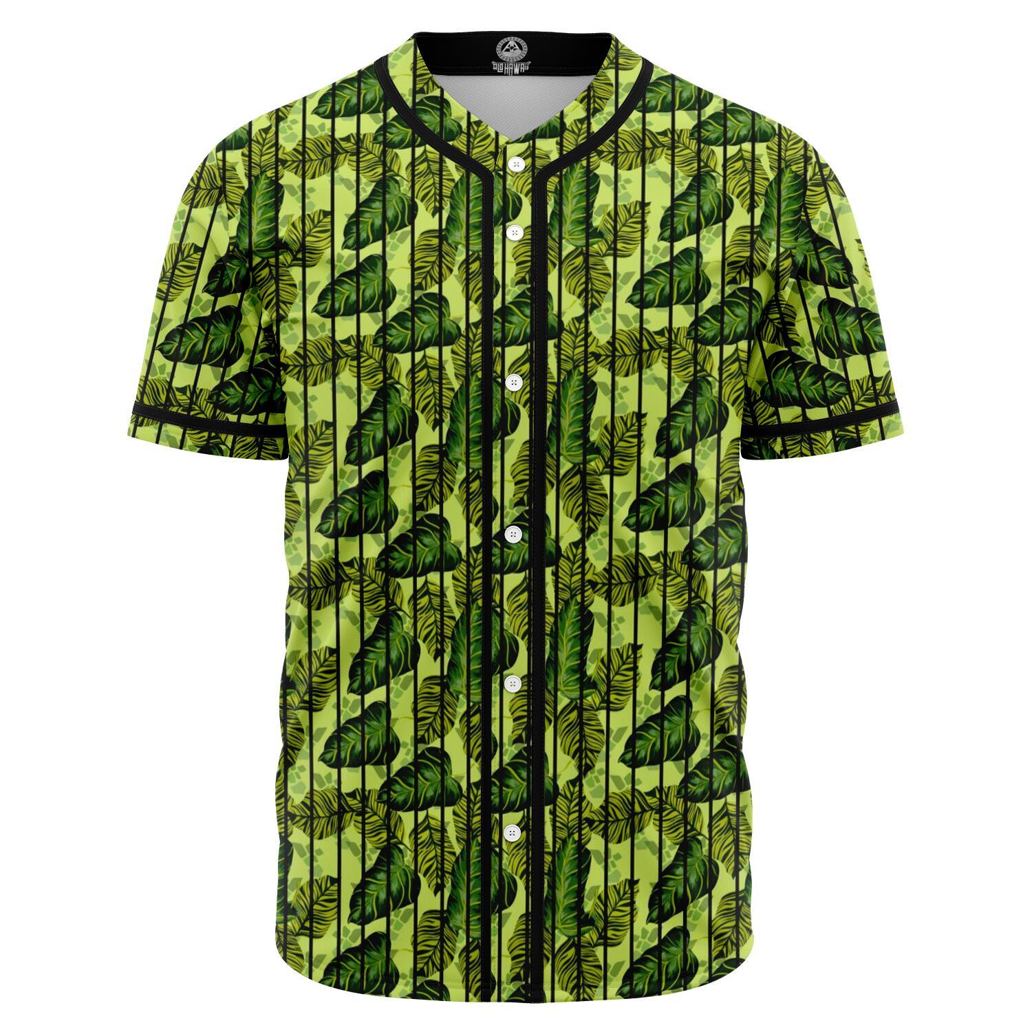 Tropical Green Baseball Jersey Black - Polynesian Pride