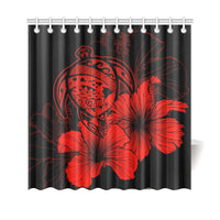 Hawaii Hibiscus Shower Curtain - Turtle Map - Red - Polynesian Pride