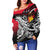 New Caledonia Women's Off Shoulder Sweaters - Tribal Jungle Pattern Red Color - Polynesian Pride