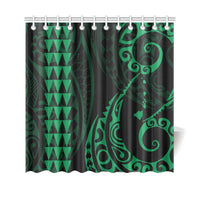 Hawaii Kakau Green Polynesian Shower Curtain 177 x 172 (cm) Green - Polynesian Pride