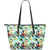 Hawaii Tropical Flower, Plant And Leaf Pattern Large Leather Tote Blue - Polynesian Pride