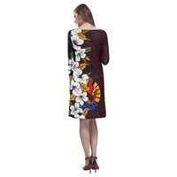 French Polynesia Rhea Loose Round Neck Dress - Hibiscus - Polynesian Pride