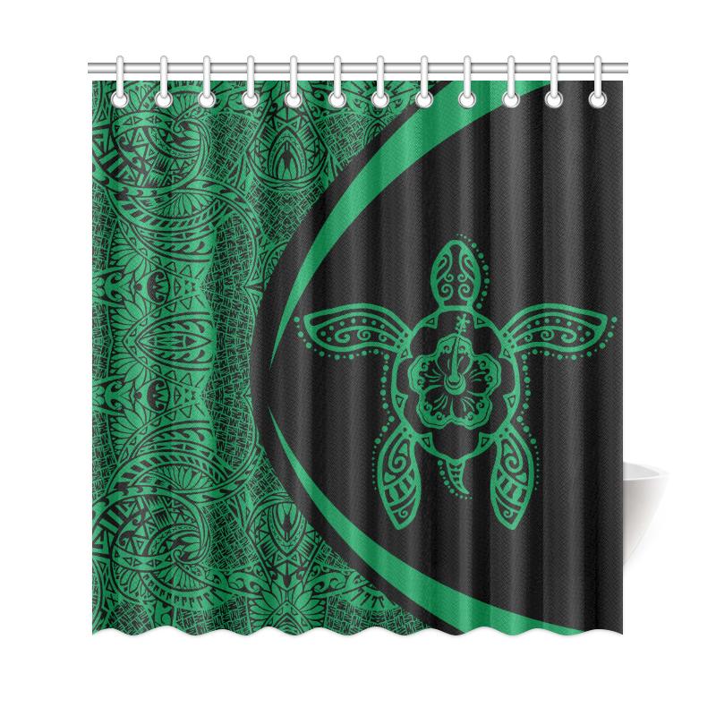 Hawaii Turtle Polynesian Shower Curtain-Circle Style Green - Polynesian Pride