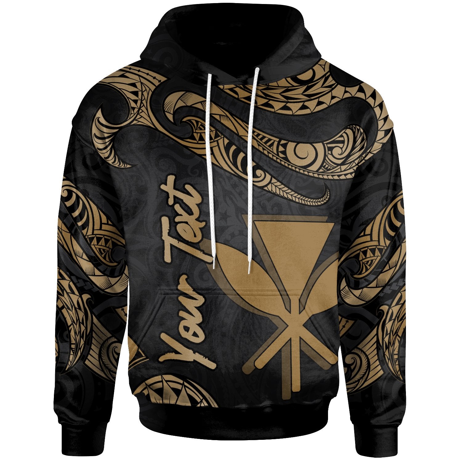 Hawaii Kanaka Maoli Polynesian Custom Hoodie Polynesian Tattoo Gold Version Unisex Gold - Polynesian Pride