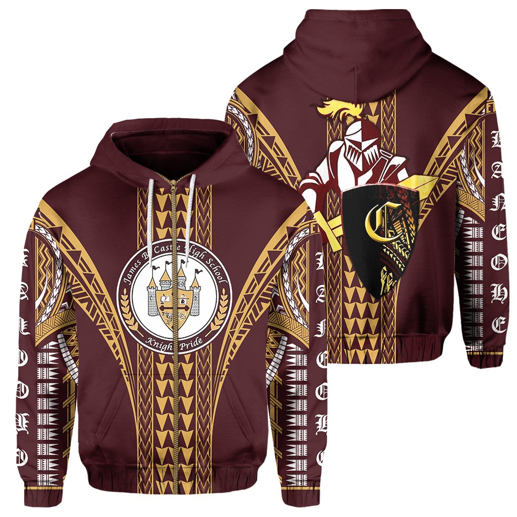 Hawaii Hoodie James B. Castle High Zip Hoodie Unisex Maroon - Polynesian Pride