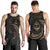 Guam Polynesian Men's Tank Top - Gold Tribal Wave Black - Polynesian Pride