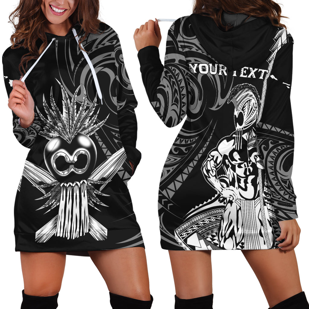 (Custom Personalised) Hawaii Ikaika Warrior Hoodie Dress - LT2 BLACK - Polynesian Pride