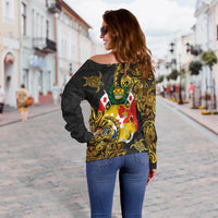 Tonga Women's Off Shoulder Sweaters - Abstract Style - Polynesian Pride