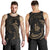 New Caledonia Polynesian Men's Tank Top - Gold Tribal Wave Black - Polynesian Pride