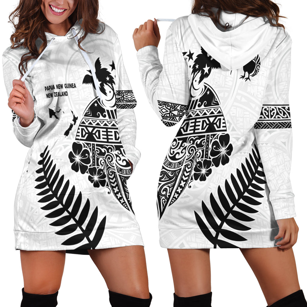 Papua New Guinea and New Zealand Hoodie Dress White Maori Polynesian LT13 White - Polynesian Pride