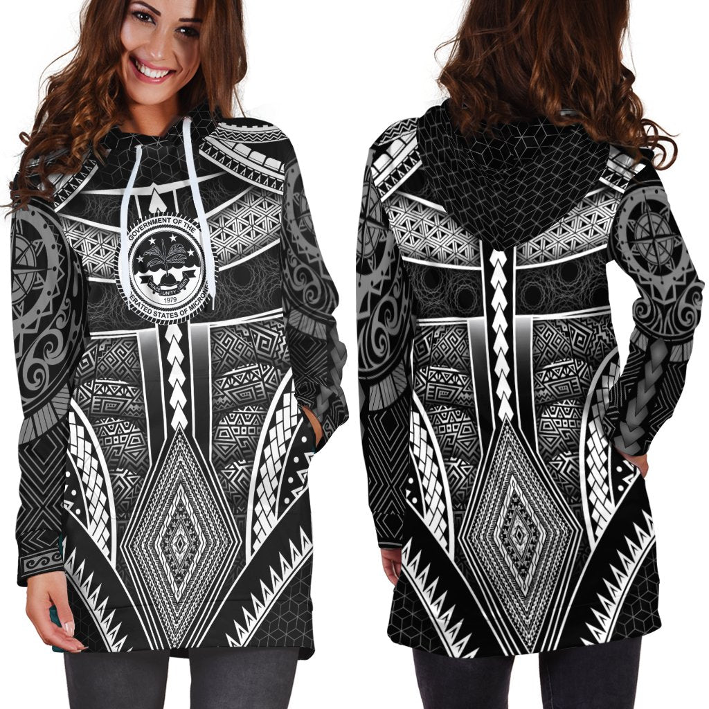 Polynesian FSM Hoodie Dress - Poly Pattern With COA Federated States of Micronesia - Polynesian Pride