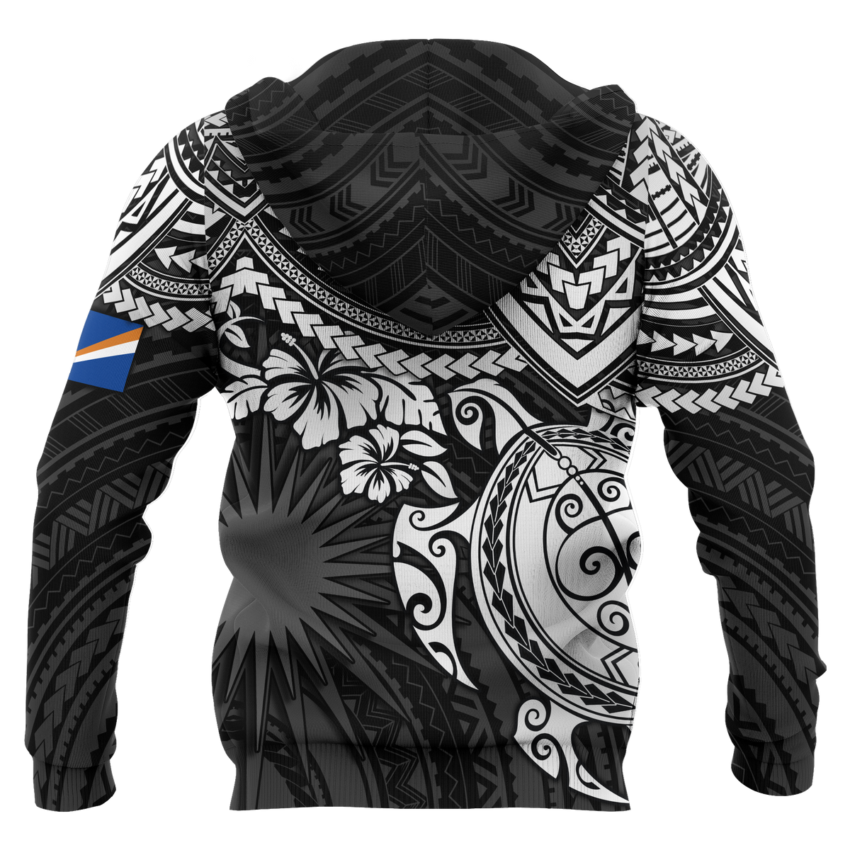 Marshall Islands Polynesian Zip up Hoodie White Turtle - Polynesian Pride