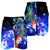 Cook Islands Custom Personalised Men's Shorts - Humpback Whale with Tropical Flowers (Blue) - Polynesian Pride