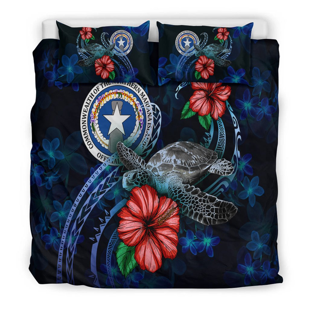 Northern Mariana Islands Polynesian Bedding Set - Blue Turtle Hibiscus - Polynesian Pride