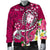 Fiji Custom Personalised Men's Bomber Jacket - Turtle Plumeria (Pink) Pink - Polynesian Pride