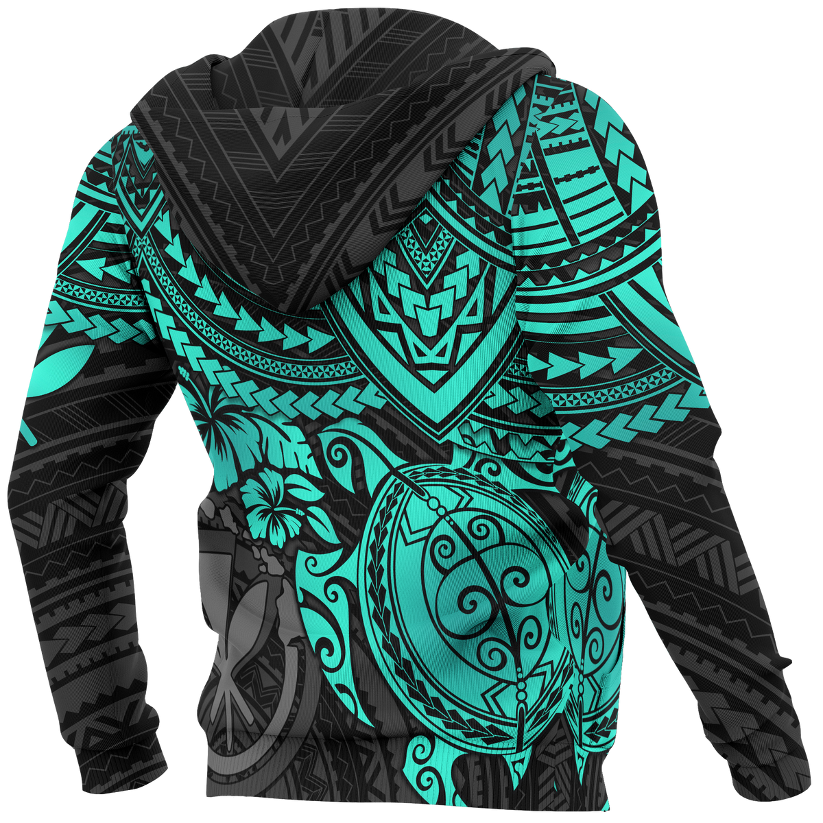 Polynesian Hawaii Hoodie (Zip up) Turquoise Turtle - Polynesian Pride
