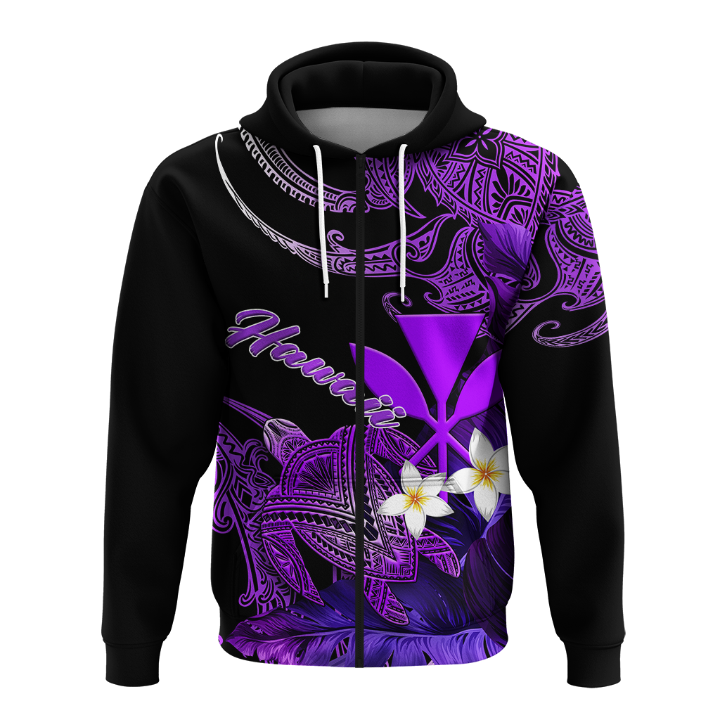 Hawaii Turtle With Plumeria Leaf Purple Hoodie LT12 - Polynesian Pride