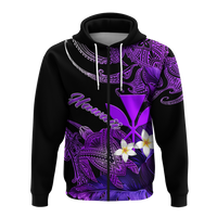 Hawaii Turtle With Plumeria Leaf Purple Hoodie LT12 - Polynesian Pride
