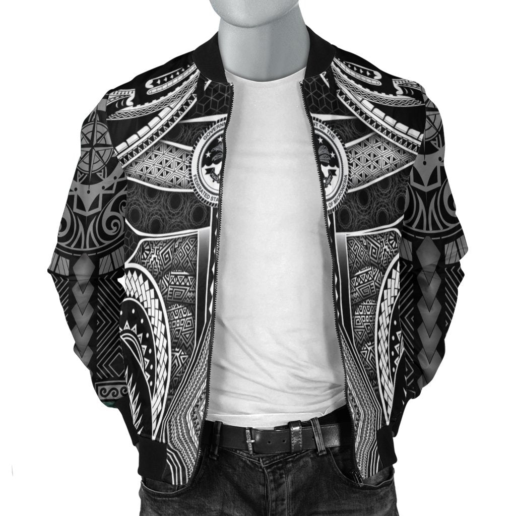 Polynesian FSM Men's Bomber Jacket - Poly Pattern With COA Federated States of Micronesia - Polynesian Pride