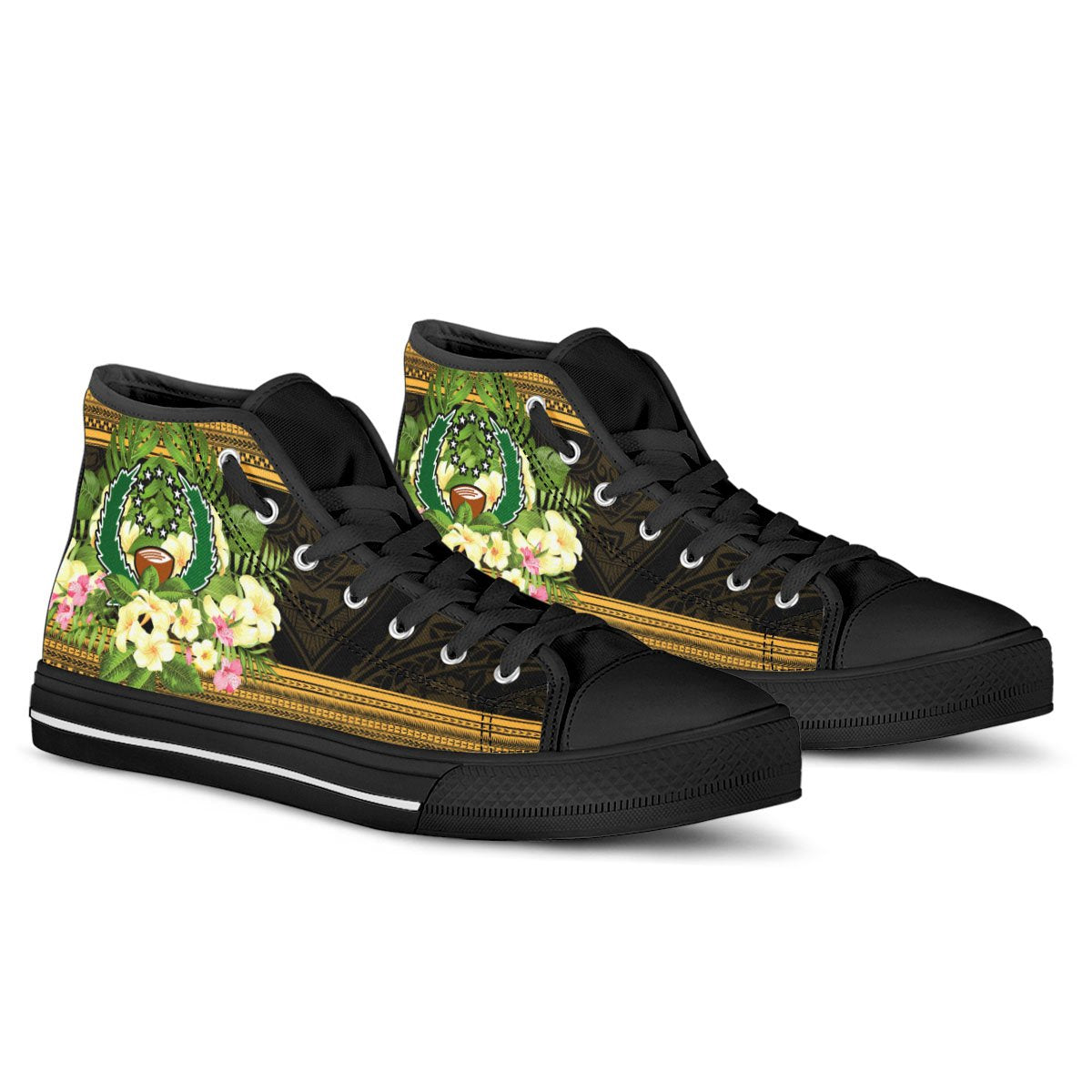 Pohnpei High Top Shoes - Polynesian Gold Patterns Collection - Polynesian Pride