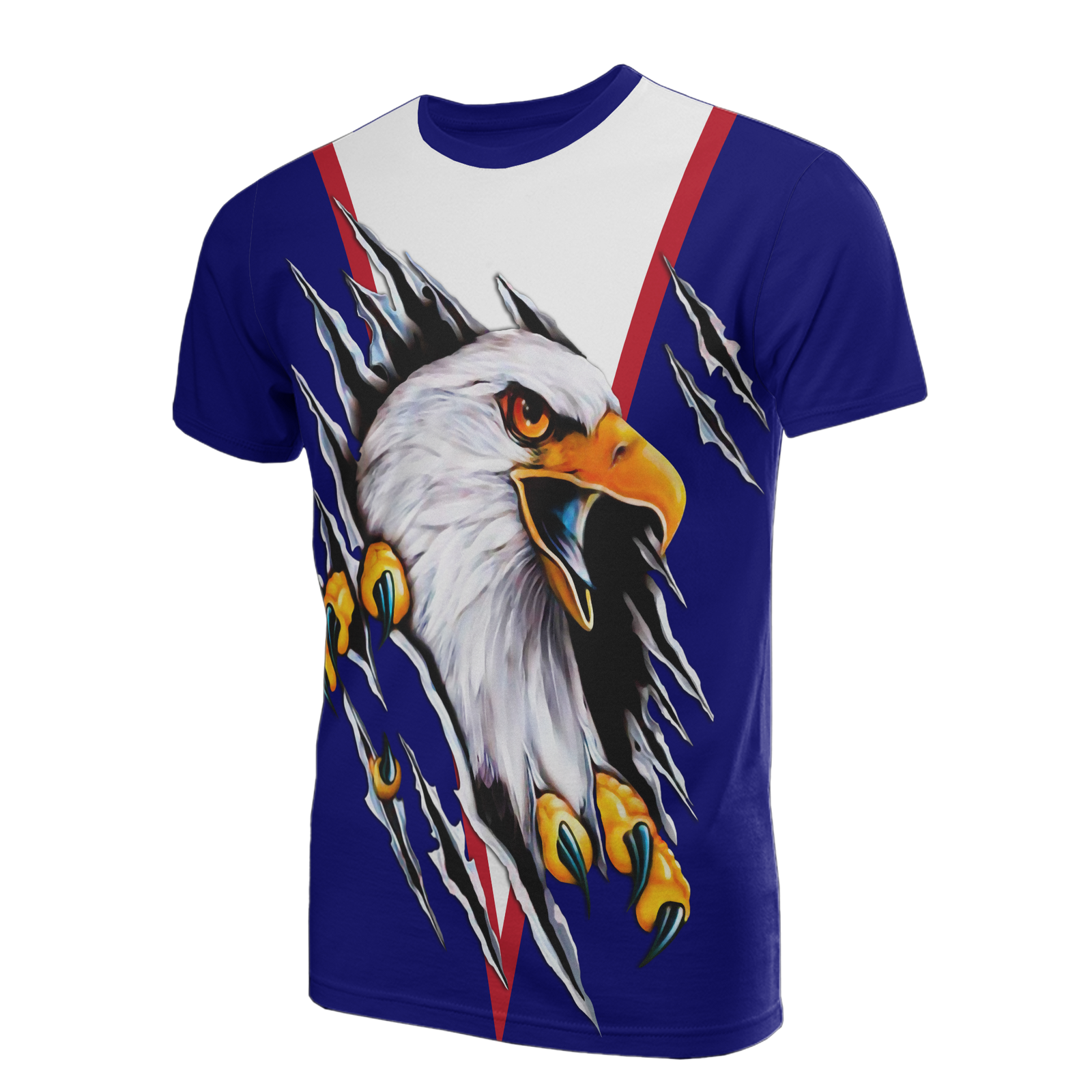 American Samoa T Shirt Eagle Scratch Style Blue Unisex Blue - Polynesian Pride