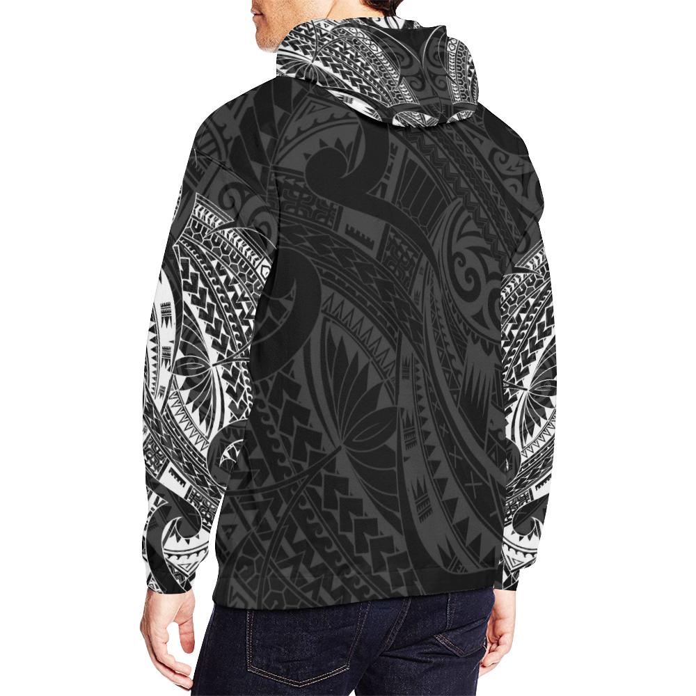 Hei Tiki Maori Tattoo All Over Hoodie White - Polynesian Pride
