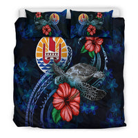 Tahiti Polynesian Bedding Set - Blue Turtle Hibiscus - Polynesian Pride