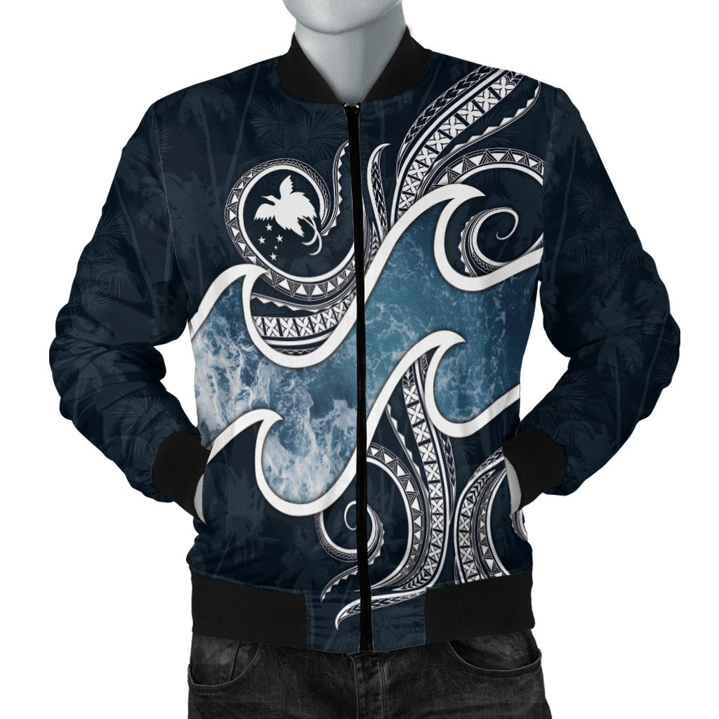 Papua New Guinea Polynesian Men's Bomber Jacket - Ocean Style - Polynesian Pride
