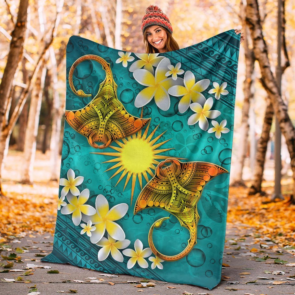 Marshall Islands Polynesian Blanket - Manta Ray Ocean - Polynesian Pride