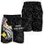 Papua New Guinea Men's Short - PNG Seal Polynesian Patterns Plumeria (Black) - Polynesian Pride