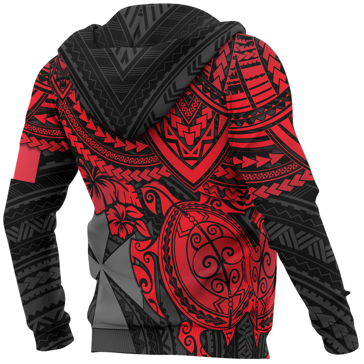 Wallis and Futuna Polynesian Hoodie (Zip up) Red Turtle - Polynesian Pride