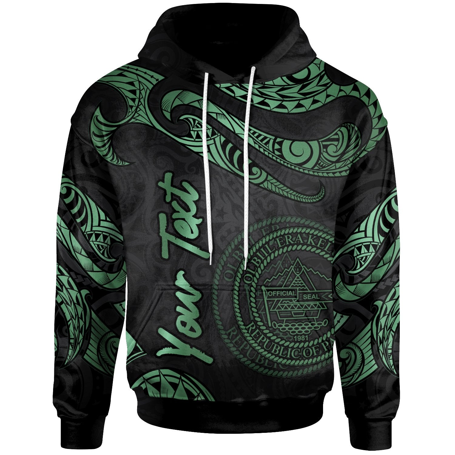 Palau Polynesian Custom Hoodie Polynesian Tattoo Green Version Unisex Green - Polynesian Pride