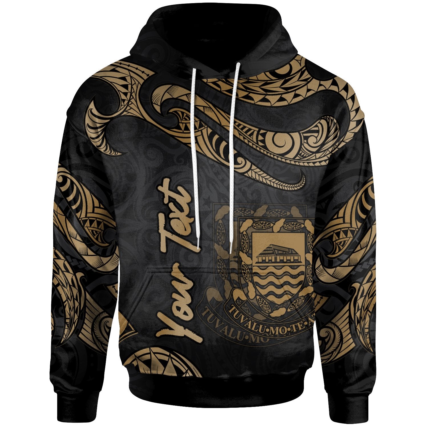 Tuvalu Polynesian Custom Hoodie Polynesian Tattoo Gold Version Unisex Gold - Polynesian Pride