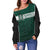 Hawaii Volleyball Green Warrior Women Off Shoulder Sweater - LT2 - Polynesian Pride