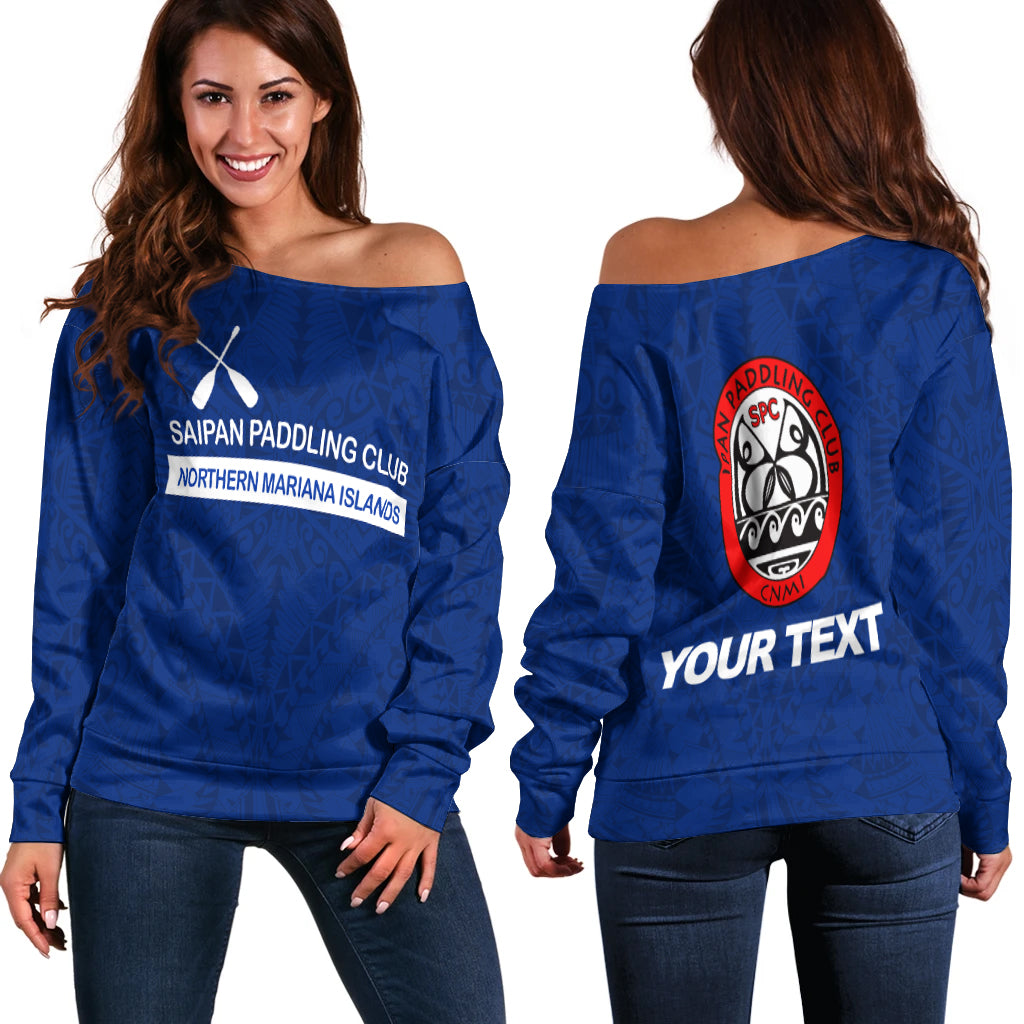 (Custom Personalised) Saipan Paddling Club Spc Women's Off Shoulder Sweater - LT12 Blue - Polynesian Pride