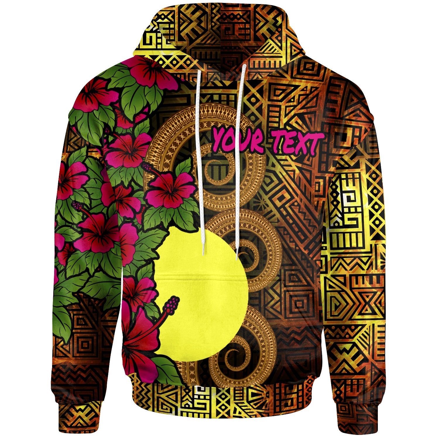 Palau Polynesian Custom Hoodie Hibiscus Vintage Unisex Orange - Polynesian Pride