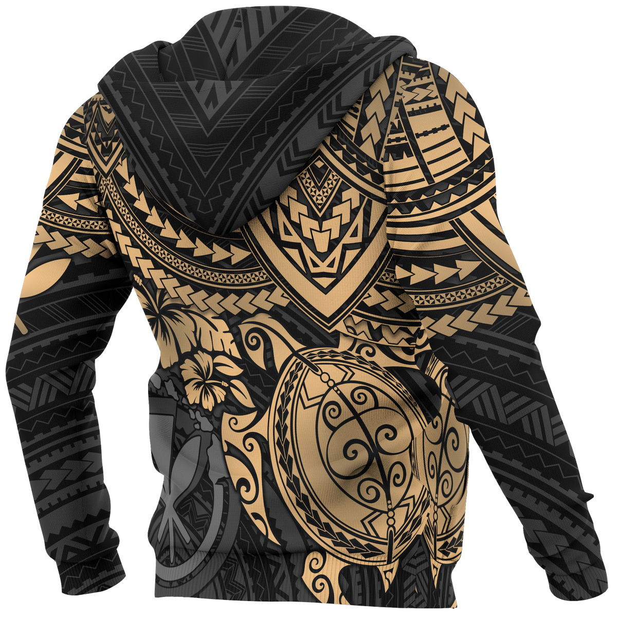 Polynesian Hawaii Hoodie (Zip up) Gold Turtle - Polynesian Pride