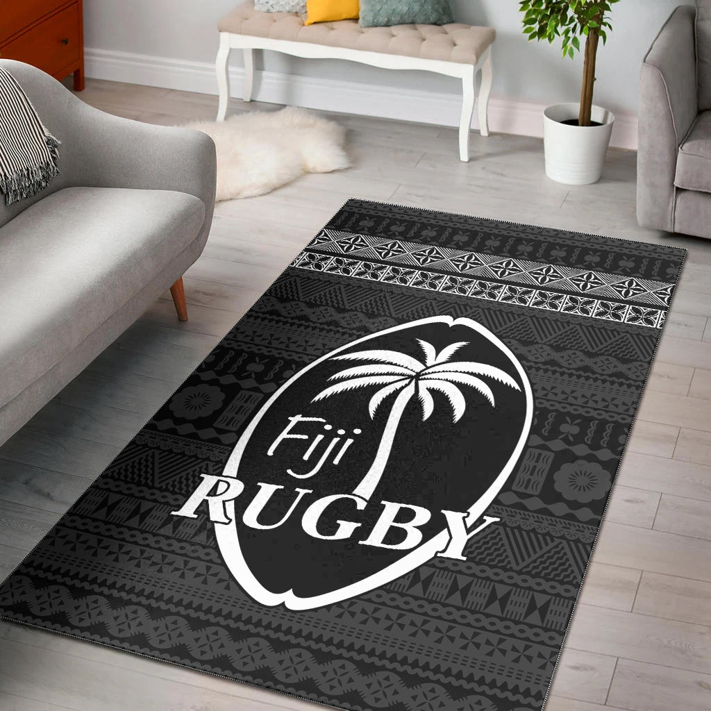 Fiji Rugby Area Rug Lifestyle 2022 Flying Fijians LT13 Black - Polynesian Pride