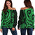 Fiji Women's Off Shoulder Sweater - Green Tentacle Turtle Green - Polynesian Pride