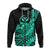 Hawaii Humpback Whale With Hibiscus Tribal Turquoise Zip Hoodie LT12 - Polynesian Pride