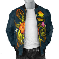 Nauru Polynesian Men's Bomber Jacket - Legend of Nauru (Blue) - Polynesian Pride