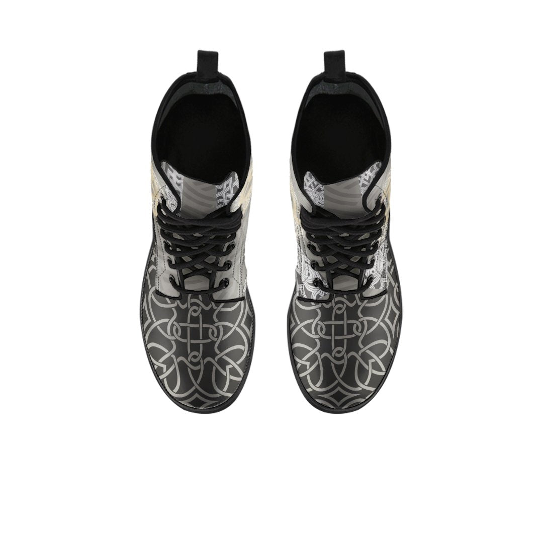 CelticOne Leather Boots Tree Of Triquetra - Polynesian Pride