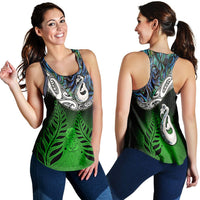 New Zealand Maori Women Racerback Tank - Manaia Paua Shell Glitter Green LT4 - Polynesian Pride