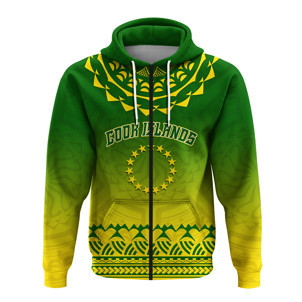 Cook Islands Turtle With Tribal Zip Hoodie LT12 - Polynesian Pride